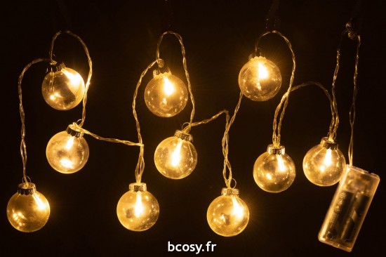 J-Line J Line guirlandes suspendues Jolipa Guirlande 10 Boules Led Verre Lisse Transparent.