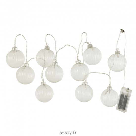 J Line Guirlande 10 Boules Led Verre Strie Transparent JLine 36831 by Jolipa 36831.