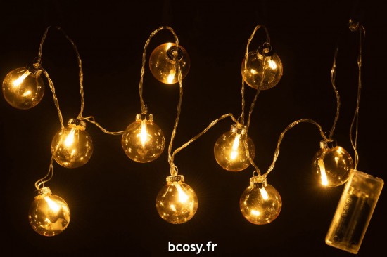 J-Line J Line guirlandes suspendues Jolipa Guirlande 10 Boules Led Verre Lisse Jaune.