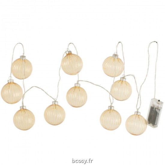 J Line Guirlande 10 Boules Led Verre Strie Jaune JLine 36833 by Jolipa 36833.