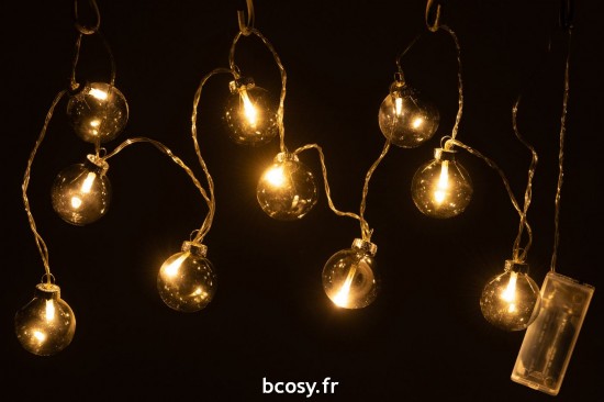J-Line J Line guirlandes suspendues Jolipa Guirlande 10 Boules Led Verre Lisse Gris Fonce.