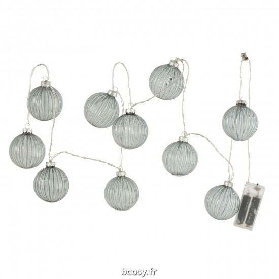 J Line Guirlande 10 Boules Led Verre Strie Gris Fonce JLine 36835 by Jolipa 36835.