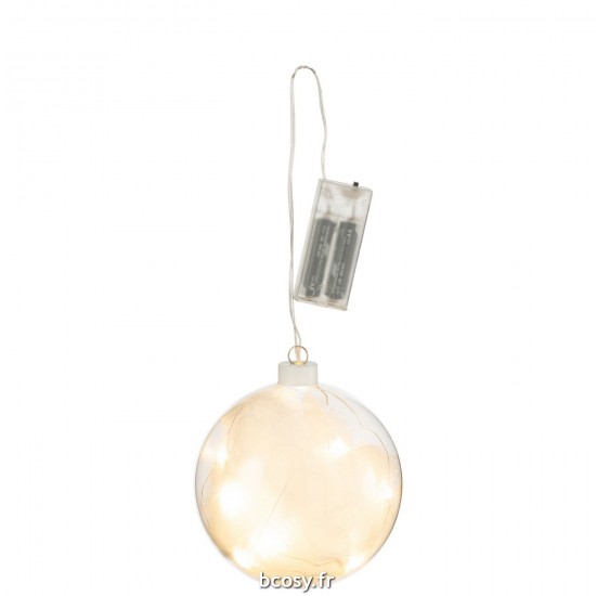 J Line Boule Deco Plumes Led Verre Blanc Small JLine 36838 by Jolipa 36838.