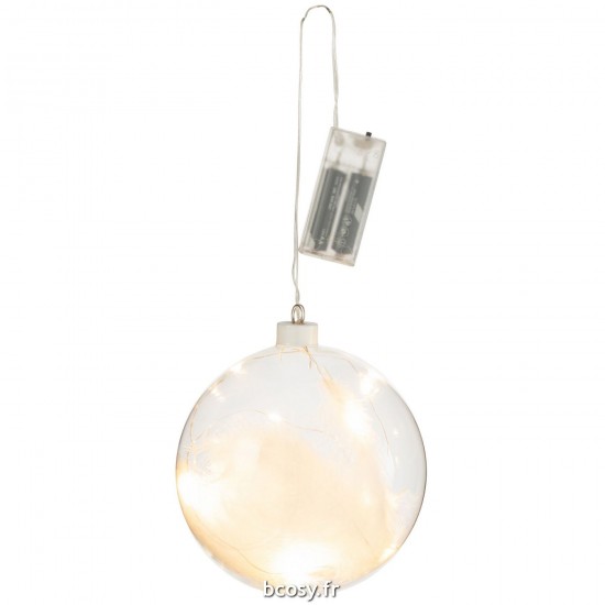 J Line Boule Deco Plumes Led Verre Blanc Large JLine 36839 by Jolipa 36839.