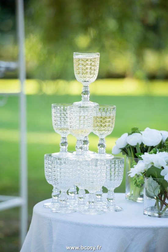 J-Line verres a d eau Verre À Pied Motif Relief Verre Transparent Large