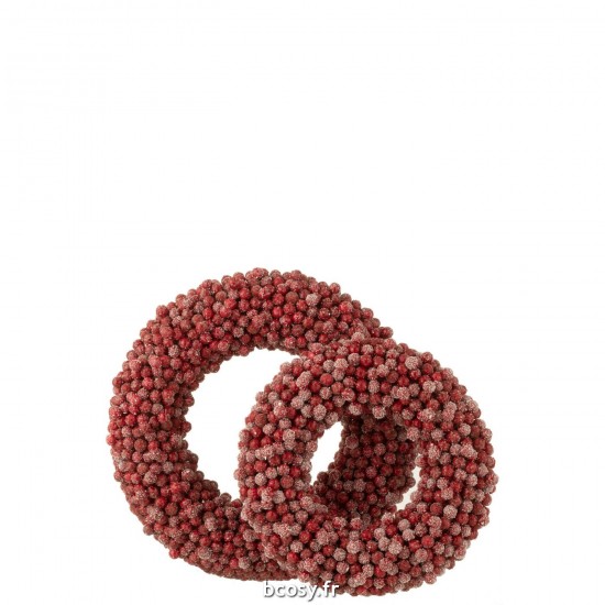 J-Line J Line couronnes de noel suspendues Jolipa Suspension Couronne Baies Rond Plastique Rouge Large.
