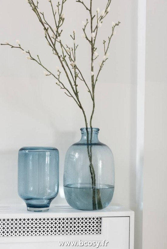 Jolipa Jline Vase Nora Sur Pied Rond Verre Bleu Clair Large