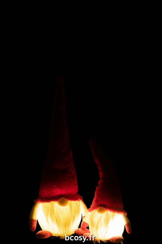 J-Line J Line peres noël Lutin Led Textile Rouge Blanc Large.