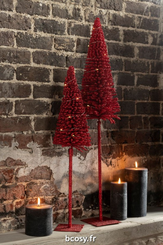 Jolipa Arbre Led Piles Plastique Rouge Small.