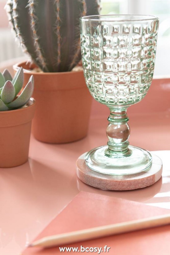 J-Line Copa Motivo En Relieve Vidrio Verde Large