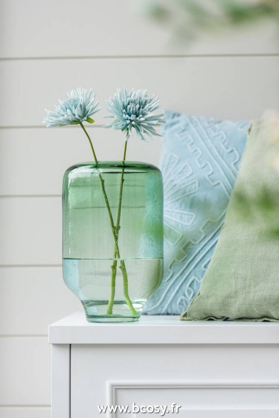 Jolipa Jline Vase Nora Sur Pied Rond Verre Vert Clair Large