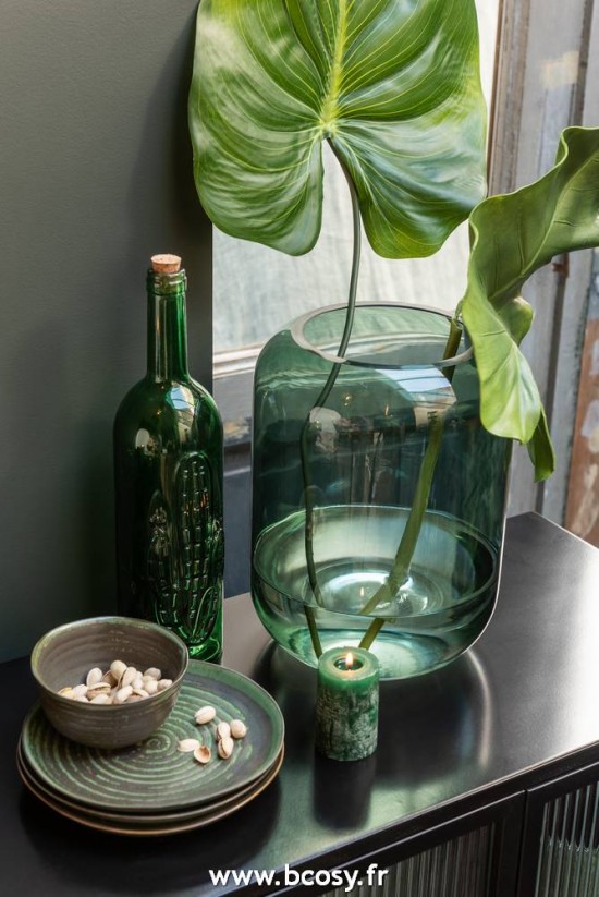 J-Line vases Vase Cylindre Verre Vert Medium