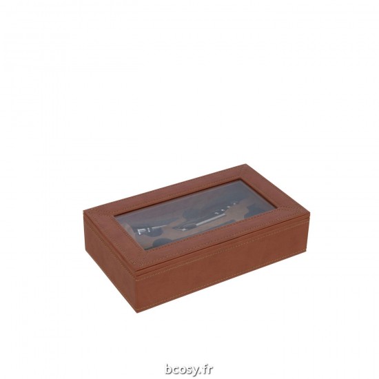 J-Line J Line boites sets a vin Jolipa Boite 6 Accessoires Pour Vin Simili Cuir Cognac.