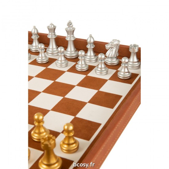 J-Line J Line Boîte de jeu. boîtes de jeu Boite Jeu De Cartes Echecs Simili Cuir Cognac.
