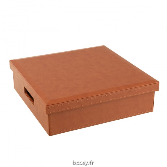 J Line Boite Jeu De Cartes Echecs Simili Cuir Cognac JLine 37093 by Jolipa 37093.