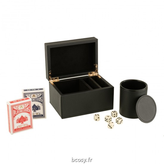 J-Line J Line Boîte de jeu. boîtes de jeu Jolipa Boite Jeux De Cartes Simili Cuir Noir.