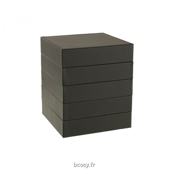 J Line Boite A Bijoux 4 Parties Simili Cuir Noir JLine 37098 by Jolipa 37098.