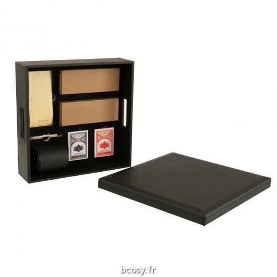 J-Line J Line Boîte de jeu. boîtes de jeu Jolipa Boite Jeu De Cartes Echecs Simili Cuir Noir.