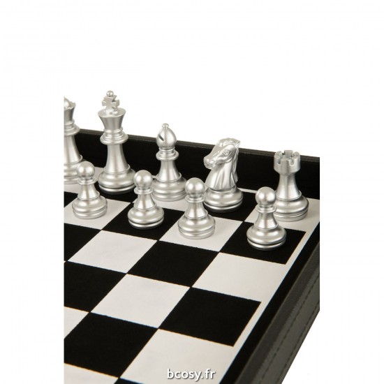 J-Line J Line Boîte de jeu. boîtes de jeu Boite Jeu De Cartes Echecs Simili Cuir Noir.