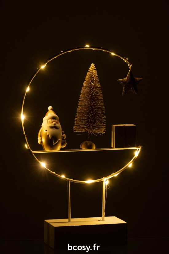 J-Line J Line peres noël Jolipa Demi Cercle Sur Pied Led Pere Noel Bois Blanc Or.