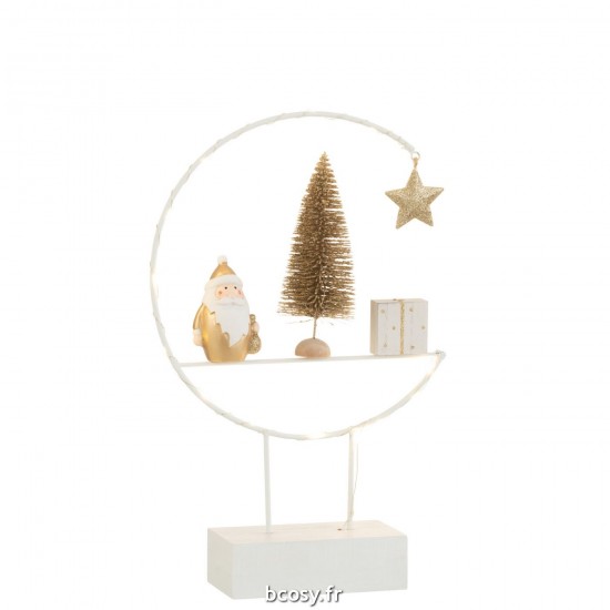 J Line Demi Cercle Sur Pied Led Pere Noel Bois Blanc Or JLine 37144 by Jolipa 37144.
