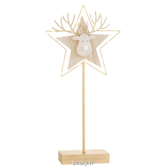 J Line Renne Etoile Sur Pied Led Bois Or Blanc Large JLine 37149 by Jolipa 37149.