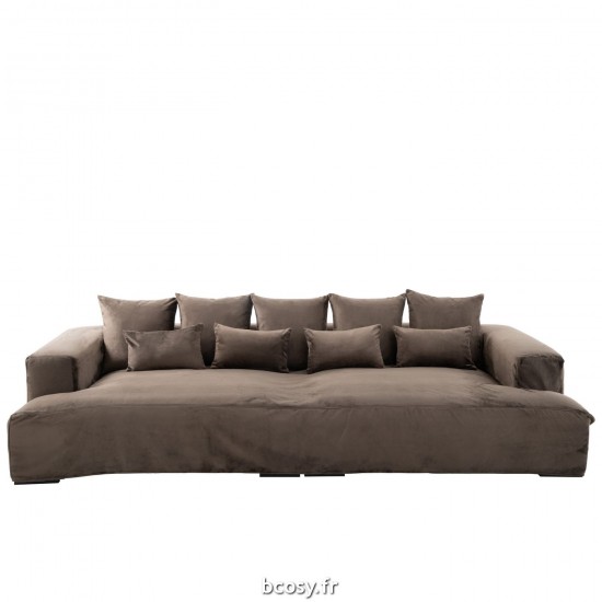 J-Line J Line housses de chaises baches de protection Jolipa Housse Fauteuil 9 Coussins Monaco Velours Xxl Marron Fonce.