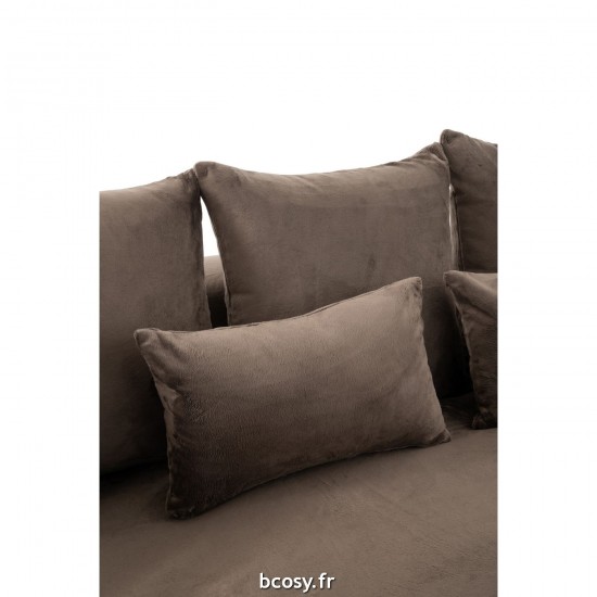 J-Line Fodera Divano + 9 Cuscini Monaco Velluto Xxl Marrone Scuro.