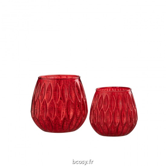 Jolipa Photophore Motifs Verre Rouge Large.