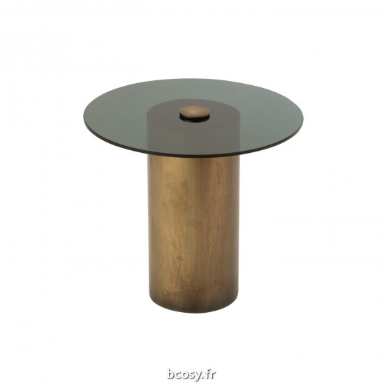 J Line Table D'Appoint Soni Fer Verre Noir Bronze JLine 37701 by Jolipa 37701.