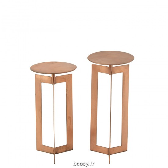 Jolipa Set De 2 Tables D Appoint Zino Haute Fer Cuivre.