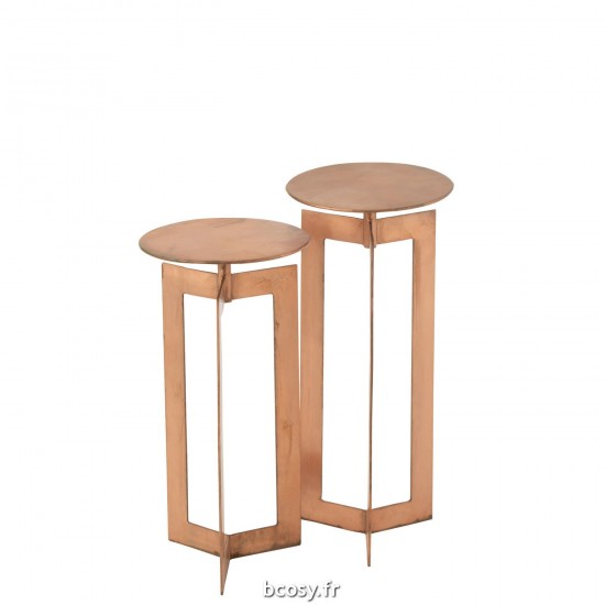J Line Set De 2 Tables D'Appoint Zino Haute Fer Cuivre JLine 37711 by Jolipa 37711.