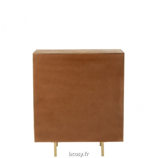Jolipa Armoire Nino Metal Bois De Manguier Naturel Or.