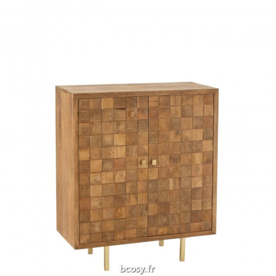 J Line Armoire Nino Metal Bois De Manguier Naturel Or JLine 37724 by Jolipa 37724.