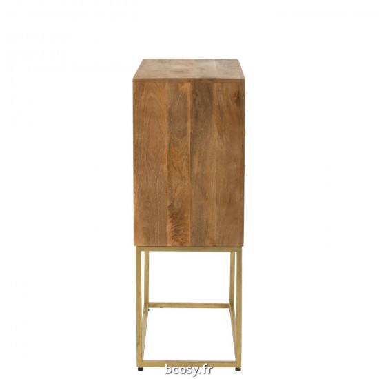 J-Line J Line armoires Jolipa Armoire Sur Pied Nino Metal Bois De Manguier Naturel Or.