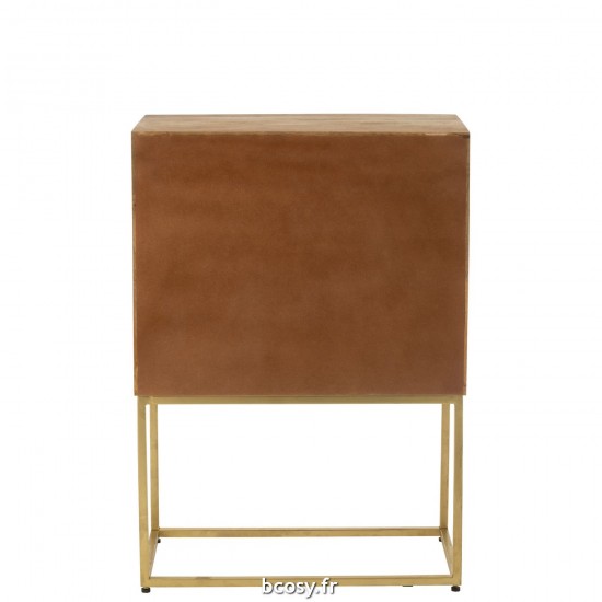 Jolipa Armoire Sur Pied Nino Metal Bois De Manguier Naturel Or.