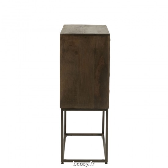 J-Line J Line armoires Jolipa Armoire Sur Pied Pino Metal Bois De Manguier Marron Gris.