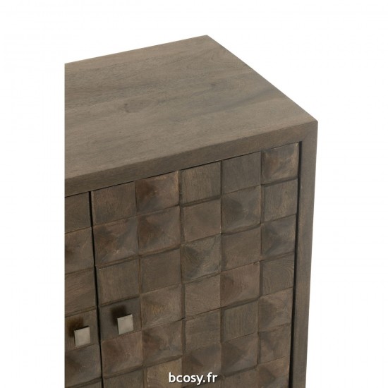 J-Line J Line armoires Armoire Sur Pied Pino Metal Bois De Manguier Marron Gris.