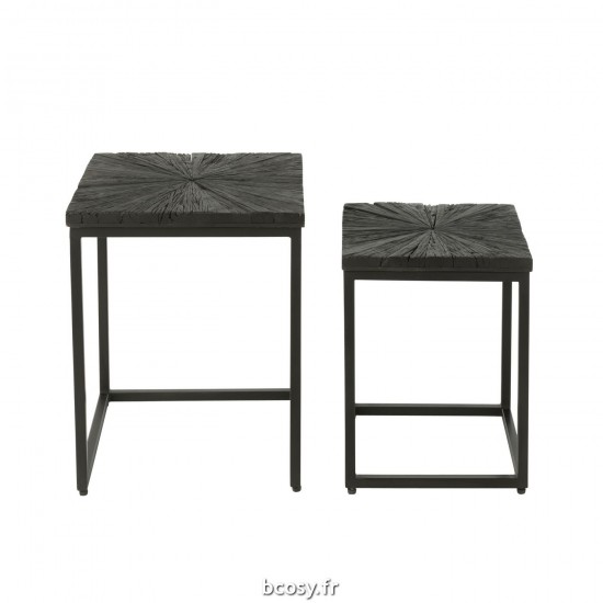 J-Line J Line tables d appoint bouts de canapé Set De 2 Tables Gigognes Shanil Bois Fer Noires.