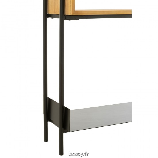 J-Line J Line tables de drapier murales Console Tina Bois De Sapin Fer Noir Naturel.