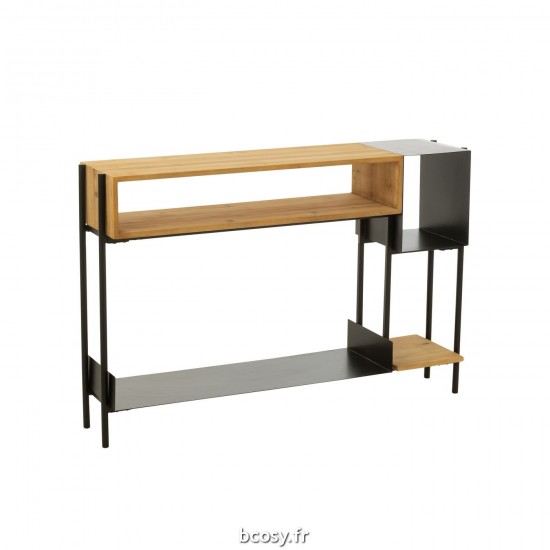 J Line Console Tina Bois De Sapin Fer Noir Naturel JLine 37804 by Jolipa 37804.