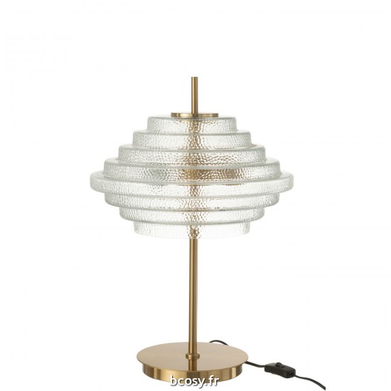 J Line Lampe De Table Led Or Metal Verre Transparent JLine 37812 by Jolipa 37812.