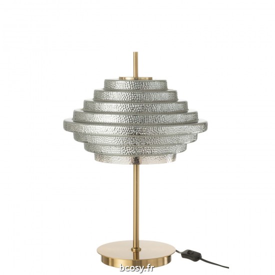 J Line Lampe De Table Led Or Metal Verre Fume JLine 37814 by Jolipa 37814.