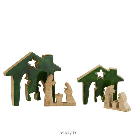 Jolipa Creche Maison Bois Vert Naturel Large.