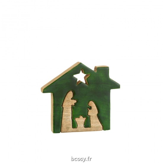 J Line Creche Maison Bois Vert Naturel Large JLine 37928 by Jolipa 37928.