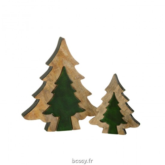 J-Line J Line arbres sapins de noel sur pied Jolipa Sapin Puzzle Bois Vert Naturel Large.