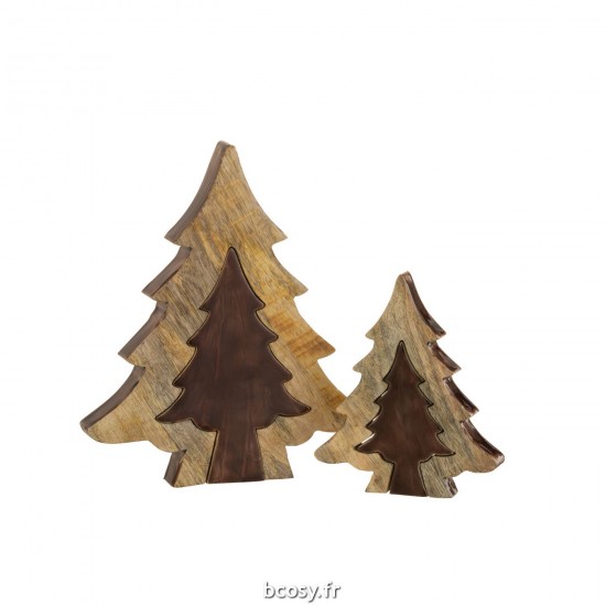 J-Line J Line arbres sapins de noel sur pied Jolipa Sapin Puzzle Bois Marron Naturel Large.