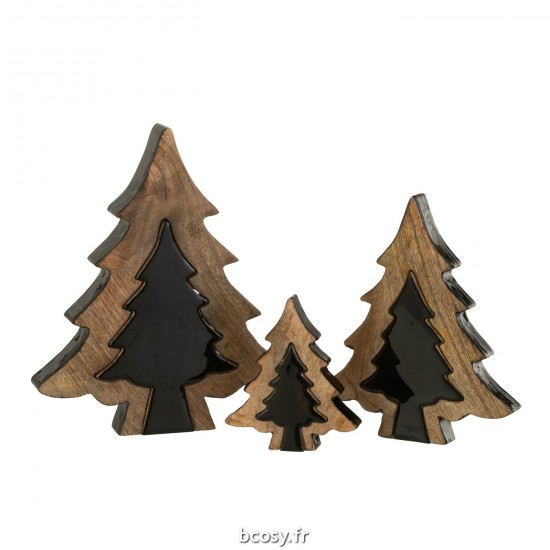 J-Line J Line arbres sapins de noel sur pied Jolipa Sapin Puzzle Bois Noir Naturel Small.