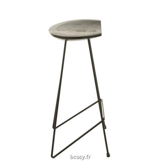J-Line J Line chaises tabourets de bar Jolipa Chaise De Bar Teck Bois Metal Noir.