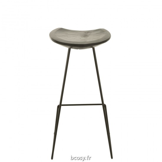 Jolipa Chaise De Bar Teck Bois Metal Noir.